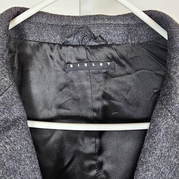 Sisley Men's Long Gray Wool Blend  Peacoat Size Euro size 50 US 40 Medium/Large - Picture 9 of 9